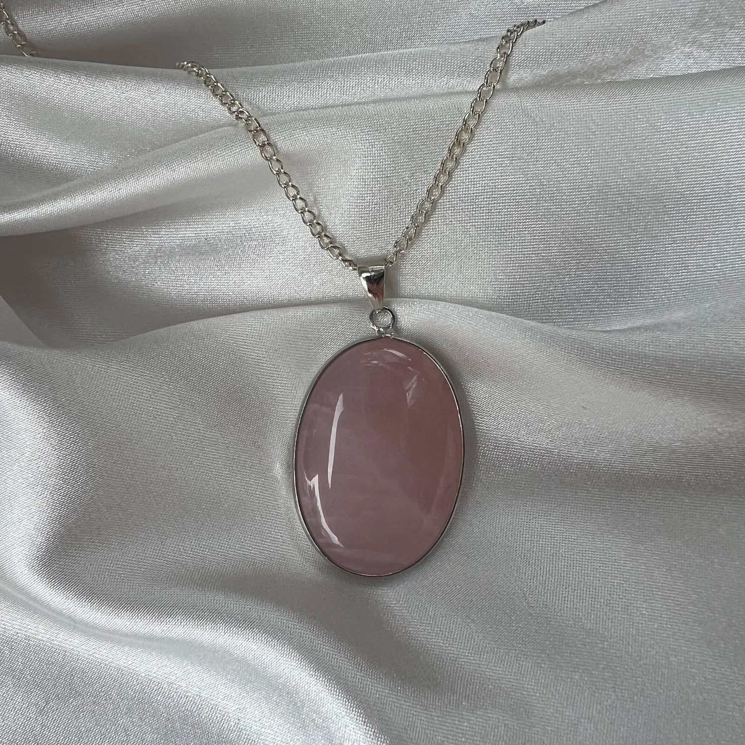 Oval Rose Quartz Necklace