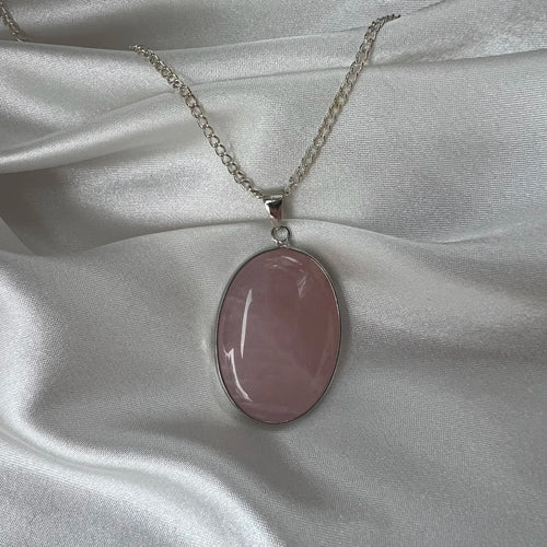 Oval Rose Quartz Necklace
